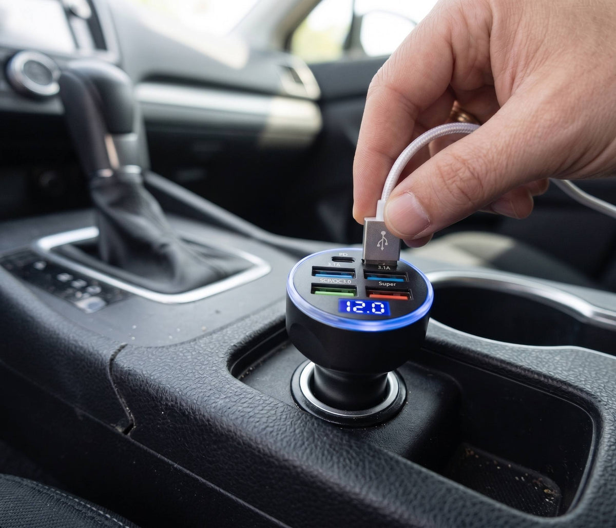 TurboCharge 6-in-1™ – 250W High-Speed Car Charger with Digital Display