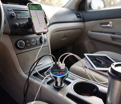 TurboCharge 6-in-1™ – 250W High-Speed Car Charger with Digital Display